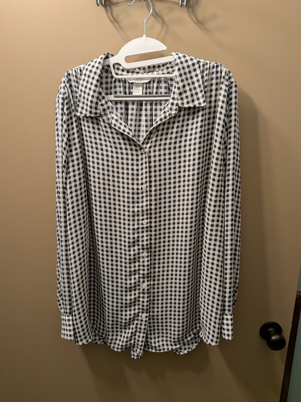 H&M Blue & Tan Gingham Button-Down Shirt